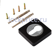 Картинка Накладка на цилиндр RENZ (РЕНЦ) INET 02 B/CP, чёрный/хром блестящий