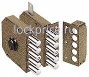 Картинка Замок накладной Elbor (Эльбор) Гранит 1.06.52.КМА никель, сув., 5 риг., тяги, зап. коробка, медный антик /20433/