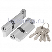 Картинка Цилиндровый механизм Ajax (Аякс) с вертушкой AX102/80 mm (35+10+35) CP хром 5 кл.