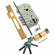 Картинка Замок врезной с защелкой Archie L02-50-70S TR матовое золото (I)