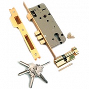 Картинка Замок врезной с защелкой Archie L01-45-70S TR матовое золото (I)