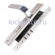 Картинка Замок врезной Punto (Пунто) цилиндровый с защёлкой в комплекте с ручкой KIT P90 4585/3 ORION SN/CP (мат. никель/хр