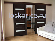 Картинка Раздвижная система для двустворчатой двери MORELLI SLIDING SET 2 от 1240 до 1500 мм, стопор-доводчик для межкомнатных дверей