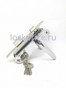 Картинка Замок врезной Zenit (Зенит) цилиндровый с защёлкой в комплекте с ручкой ЗВ7-70.4-02 (хром), 5 кл.