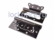 Картинка Петля стальная RENZ (РЕНЦ) без врезки, 2 подш., плоск. колп., Чёрный никель